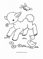spring lamb and duck coloring page