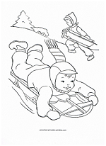 sledding coloring page