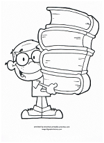 boy with school books coloring page