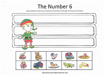 number 6 cut and paste activity with christmas theme