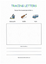 tracing v worksheet