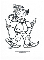 skiing coloring page